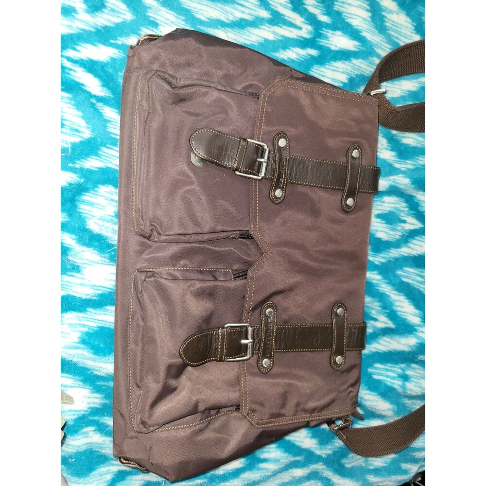 LANCASTER Paris Lightweight Brown Nylon Leather Messenger Crossbody Bag